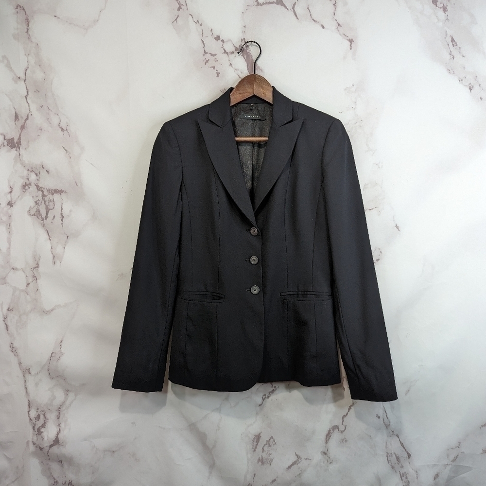 Elie Tahari Wool Blazer Size 2 XS Women Black  3 Button Suit Jacket Business